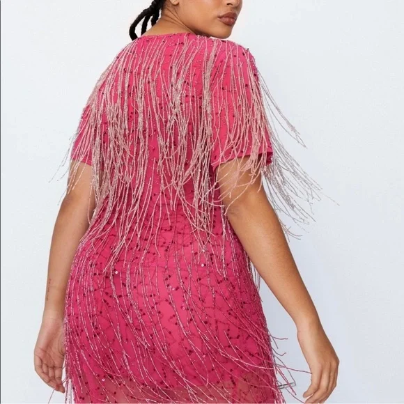 tassel beaded mini shift dress Decadent Daze Beaded Mini Dress Chocolate